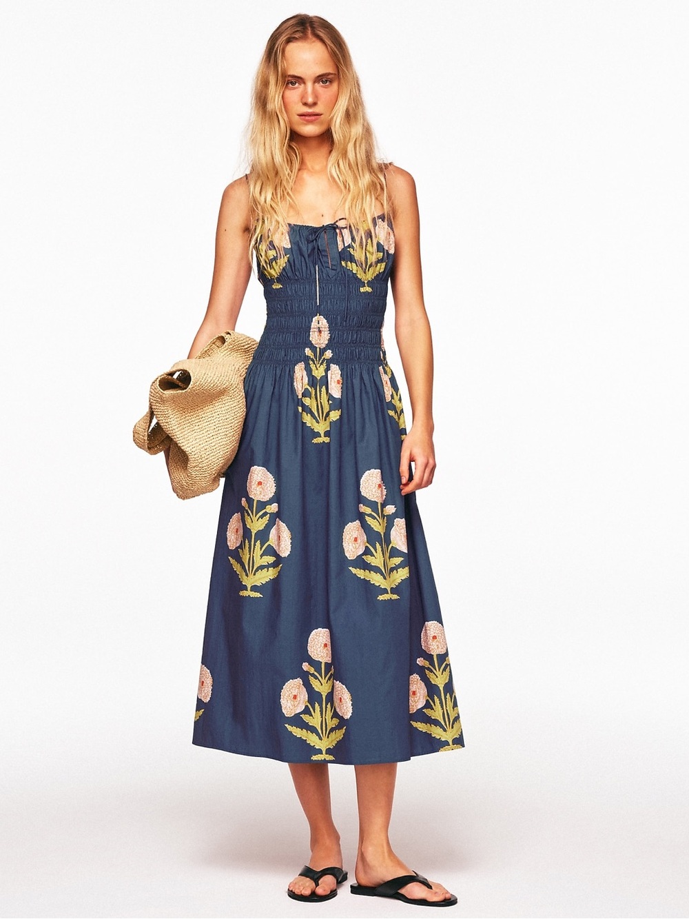 NWT J.Crew Size XS Reverie dress in marigold block print - True Navy